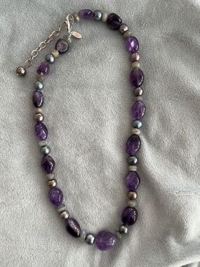 Deb Guyot Amethyst, water pearl necklace